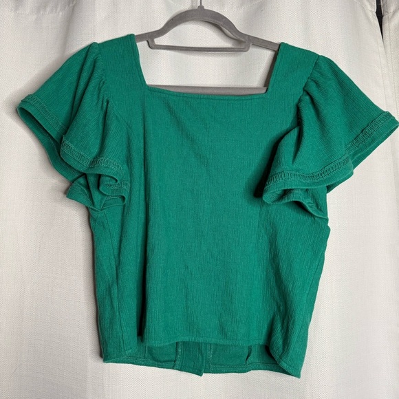 Anthropolgie Dolan Green Left Coast Structured Flutter Top Small - Picture 5 of 11